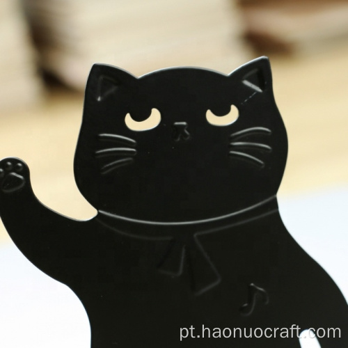Estante de livros de metal criativo de gato preto e branco